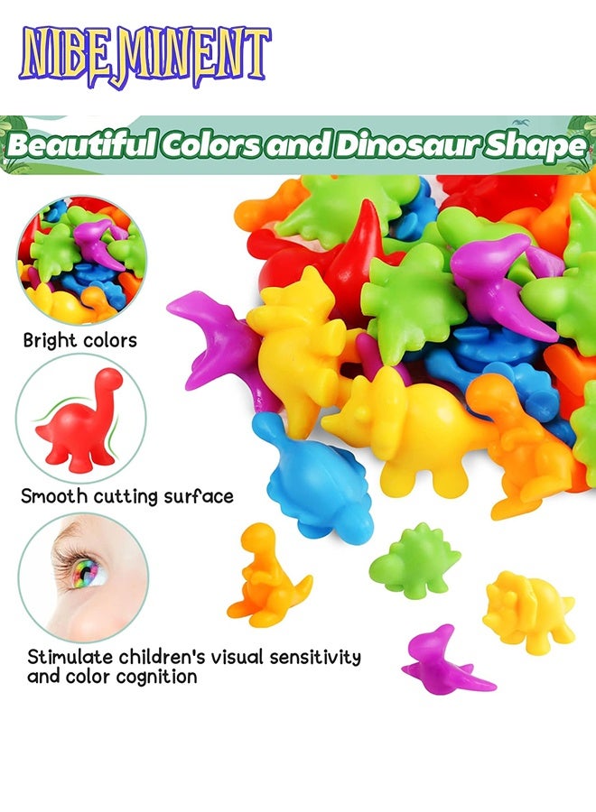 NIBEMINENT Children's Color Classification Toys, Kids Counting Dinosaur Toys, Matching Game with Sorting Bowls for Preschool Learning Color Classification and Sensory Game Set - Image 3