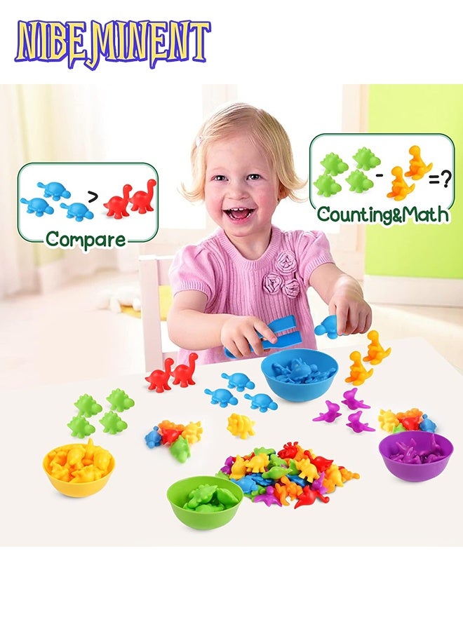 NIBEMINENT Children's Color Classification Toys, Kids Counting Dinosaur Toys, Matching Game with Sorting Bowls for Preschool Learning Color Classification and Sensory Game Set - Image 4
