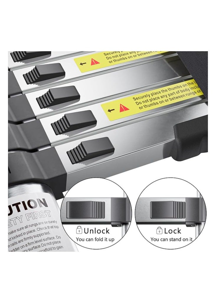 سلم تلسكوبي، سلم عالي القوة من الفولاذ المقاوم للصدأ بسمك 3.2 متر، سلم علوي بأقدام غير قابلة للانزلاق، سلالم محمولة قابلة للتمديد، سلم قابل للطي بارتفاع قابل للتعديل للسقف والعليّة والكرافانات - Image 4