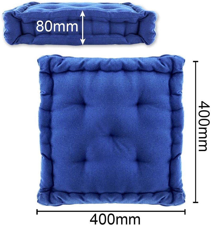 ATOOTFUSION Cotton Square 4 Inch Thick Lightweight Cushion for Table Stool Back Seat Cushion Yoga Chair Pad for Indoor/Outdoor Home Office Garden Décor (40X40X8 CM) 01 Count (Navy Blue) - Image 2