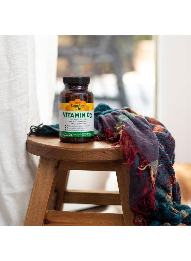 Country Life Vitamin D3 2500 IU Soft Gels, Larger, 200 sg, 200 Count - Image 3