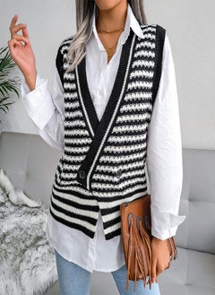 Women V-Neck Casual Loose Knit Sweater Vest
