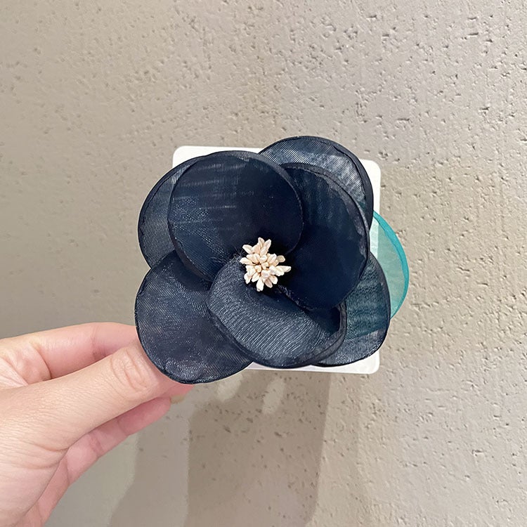 Generic Cute Princess Camellia Hair Clips for Girls Navy blue F1-3 hairpin 