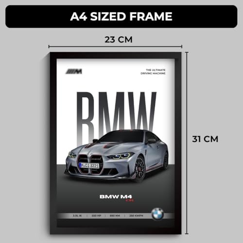 Funk You Store BMW M4 Poster | Framed A4 Sized (31 x 23 cm) | Car Posters for Wall, Gift for Boys | Supercar Frames | BMW Poster M4 Sportscar Frame | Car Posters for Wall, Bedroom, Hostel, Study Room (F_001) - Image 2