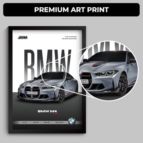 Funk You Store BMW M4 Poster | Framed A4 Sized (31 x 23 cm) | Car Posters for Wall, Gift for Boys | Supercar Frames | BMW Poster M4 Sportscar Frame | Car Posters for Wall, Bedroom, Hostel, Study Room (F_001) - Image 3