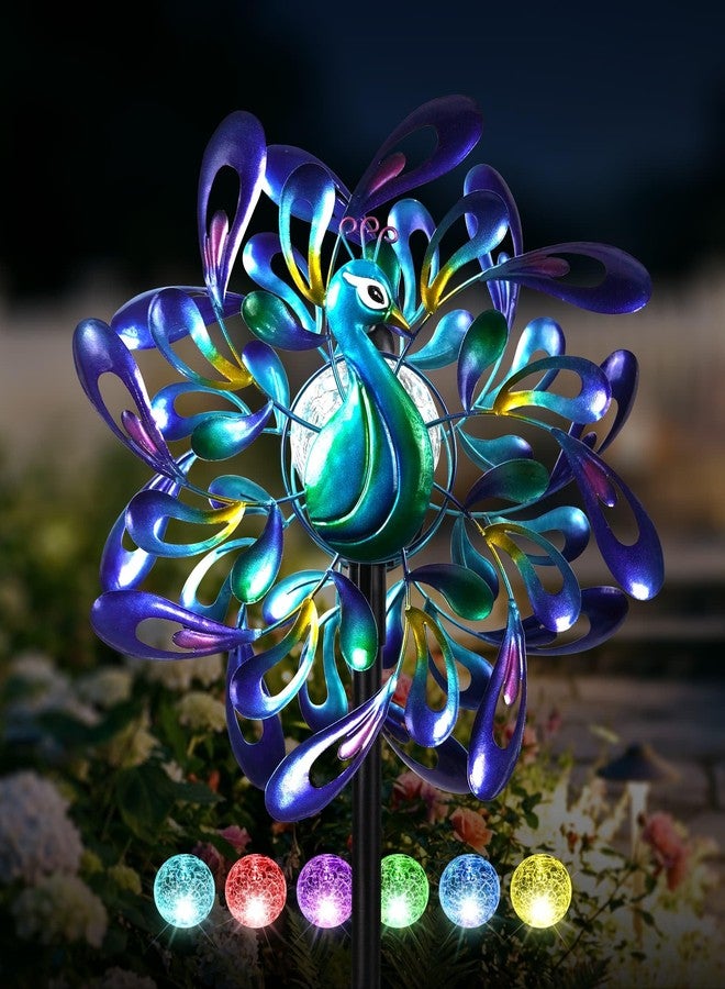 VUFOZ Peacock Wind Spinners Outdoor for Garden, Colorful Metal Kinetic Yard Art with Radial Motion, Decorative Outdoor Wind Sculpture for Lawn, Patio & Walkway - Image 1