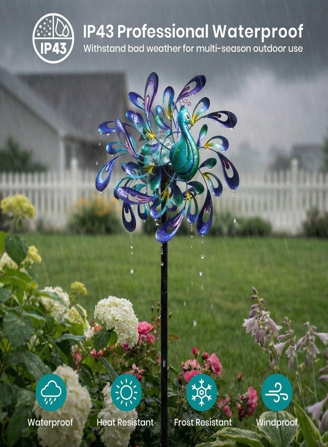 VUFOZ Peacock Wind Spinners Outdoor for Garden, Colorful Metal Kinetic Yard Art with Radial Motion, Decorative Outdoor Wind Sculpture for Lawn, Patio & Walkway - Image 4