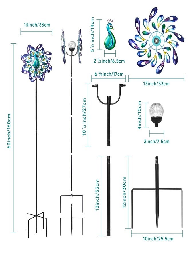VUFOZ Peacock Wind Spinners Outdoor for Garden, Colorful Metal Kinetic Yard Art with Radial Motion, Decorative Outdoor Wind Sculpture for Lawn, Patio & Walkway - Image 5