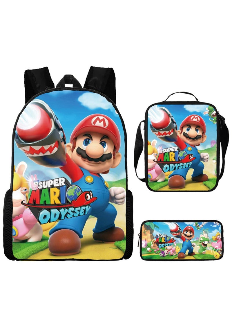 Children's leisure load reducing large capacity printed backpack for elementary school students, 3-piece set - Image 1