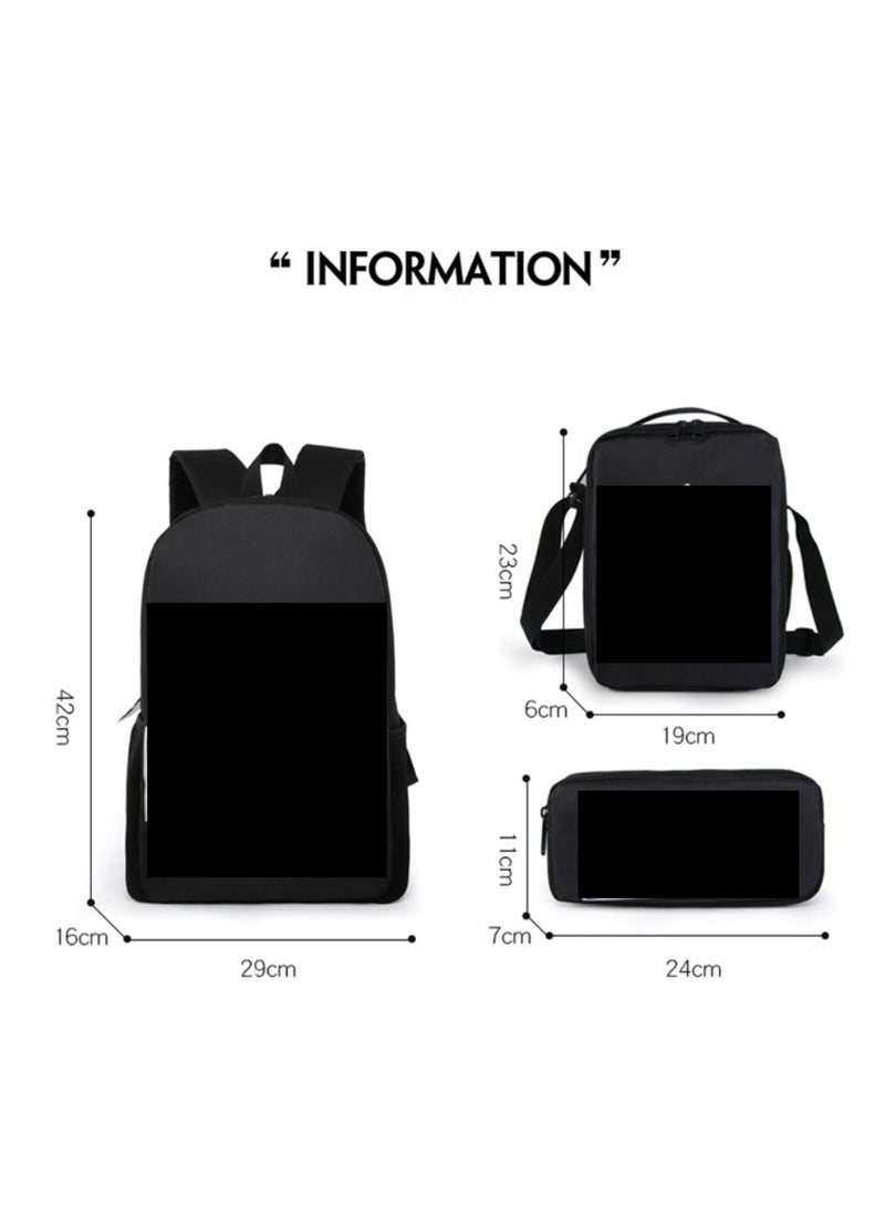 Children's leisure load reducing large capacity printed backpack for elementary school students, 3-piece set - Image 2