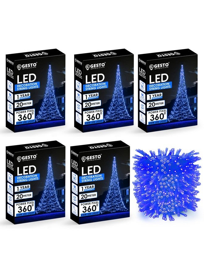 Gesto Blue Led Serial Lights for Decoration - String Lights for Home Decoration,Fairy Lights | Christmas, Diwali Decoration Lights for Balcony | Copper Wire Pixel Light (20 Meter | Pack of 5) - Image 1