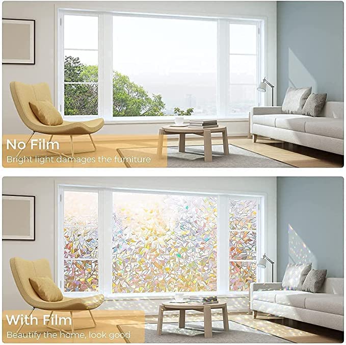 FRENYEAR Decorative Window Film | No Adhesive, Frosting Privacy Film for Glass Windows | Static Cling Frosted Window for Home, Office Bathroom | Living Room UV Protection (3D Film) - Image 4