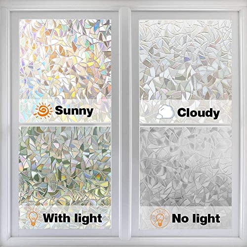 FRENYEAR Decorative Window Film | No Adhesive, Frosting Privacy Film for Glass Windows | Static Cling Frosted Window for Home, Office Bathroom | Living Room UV Protection (3D Film) - Image 3