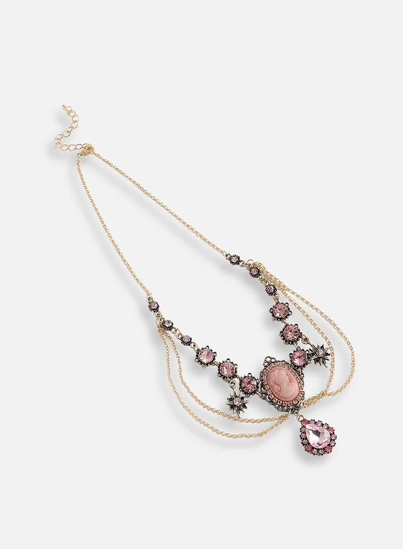 سوهي قلادة الحفلة من الحجر المصمم المطلية بالذهب