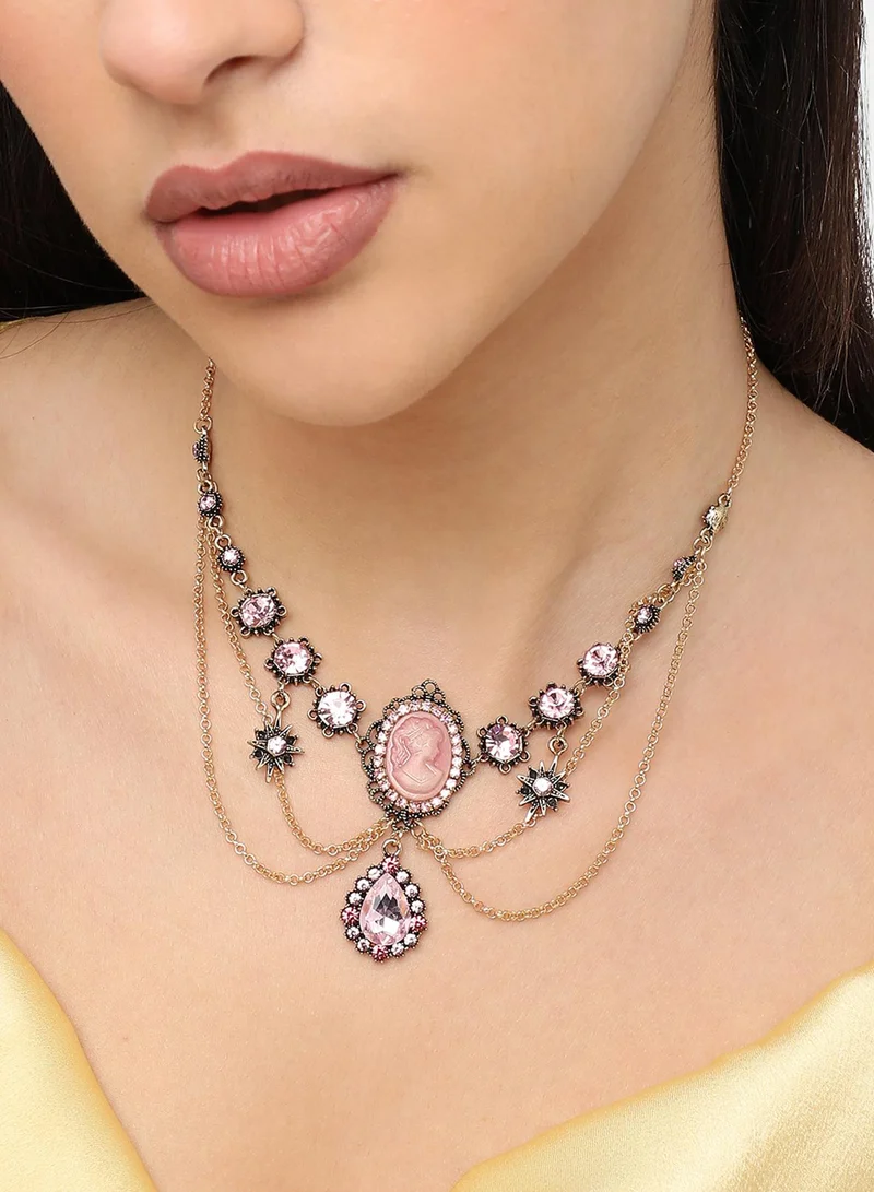 سوهي قلادة الحفلة من الحجر المصمم المطلية بالذهب