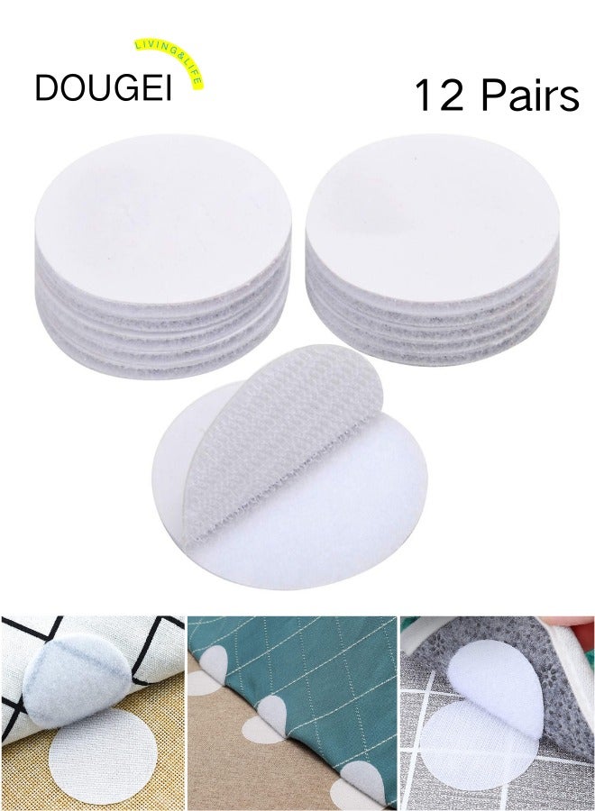 DOUGEI 12 Pairs 2 Inch Round Hook and Loop Dots,Adhesive Stickers- Removable Heavy-Weight Round Sticky Tapes Wall Mounting Tapes White Hook and Loop Tape for Home or Office Use - Image 1