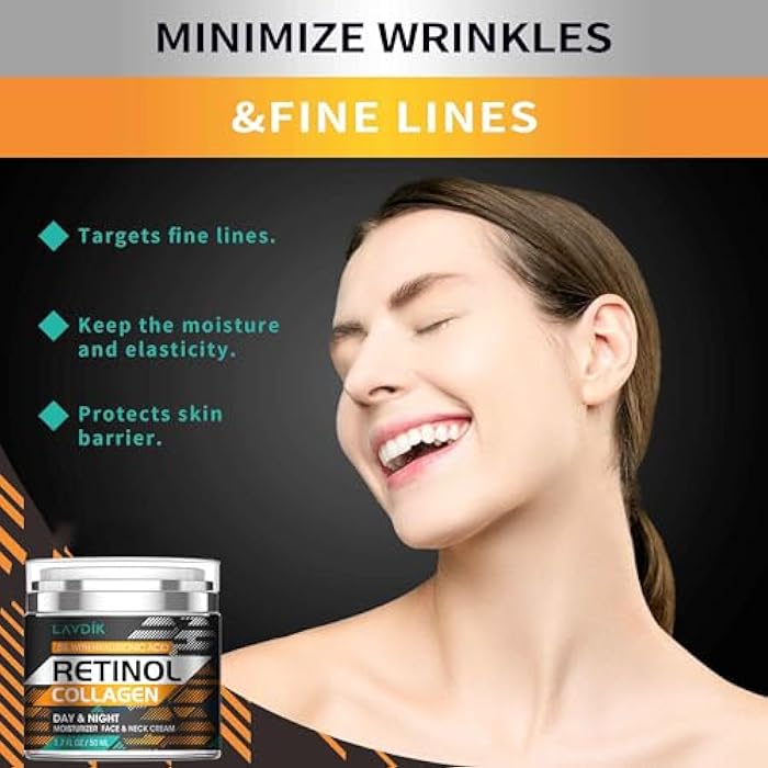 LAVDIK Retinol Cream for Face with Hyaluronic Acid, Moisturizer Anti Aging Collagen Cream for Women and Men, Reduce Wrinkles, Fine Lines, Day and Night,1.7 Fl Oz - Image 2