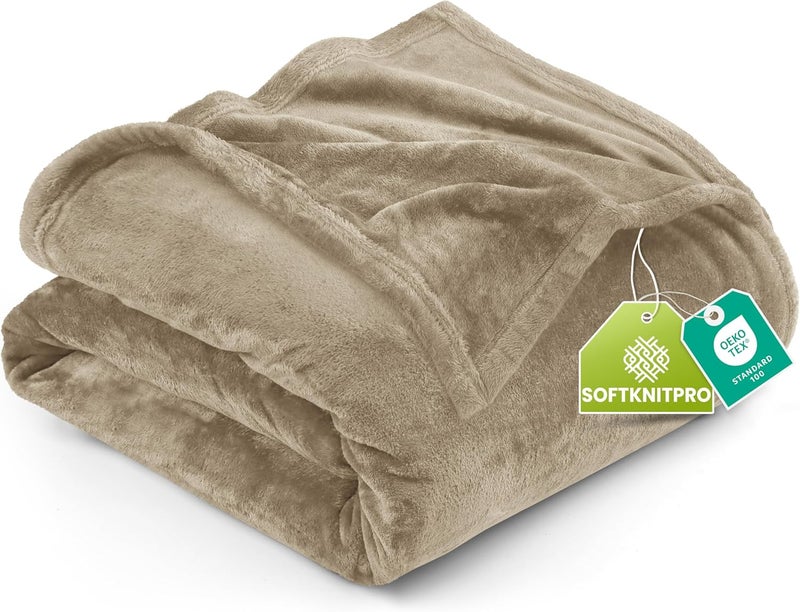 بطانية من نسيج الفليس من Utopia Bedding، مقاس كينغ، لونها بني، وزنها 300 جرام، بطانية فاخرة مضادة للكهرباء الساكنة، ناعمة ومخملية، خفيفة ��لوزن، مصنوعة من الألياف الدقيقة (أبعادها 90×102 بوصة). - Image 1