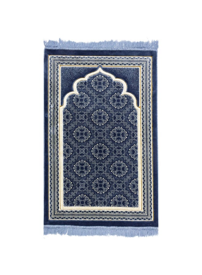 Modefa Modefa Turkish Islamic Prayer Rug  Soft Velvet Janamaz Praying Carpet  Comfortable Muslim Praying Mat for Men  Women  Ramadan or Eid Gift  with Kufi Prayer Cap  Elegant Swirl Blue  - Image 3
