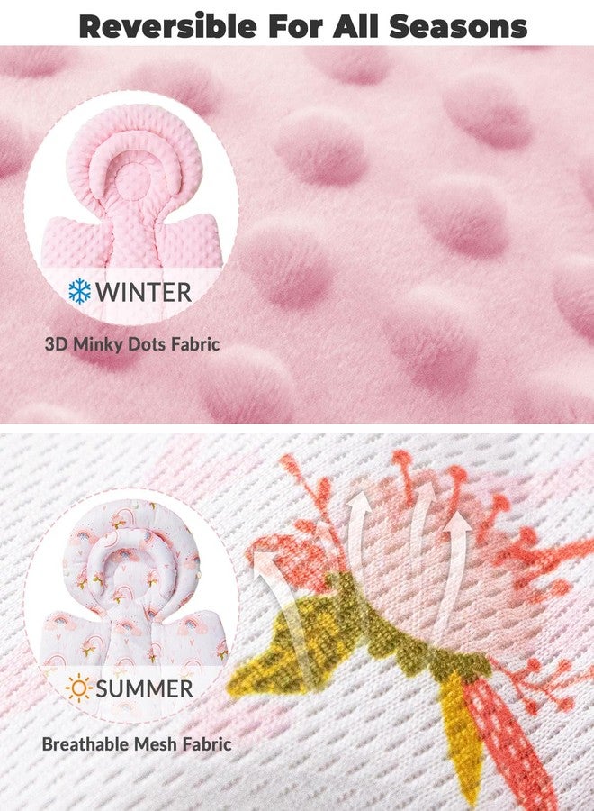 TinlyFinly Infant Car Seat Insert with Extra Cushion for Preemie to Toddler, Reversible Newborn Carseat Insert for Baby Head Body Support, Fits for Stroller, Baby Swing, Bouncer - Dots, Pink - Image 5
