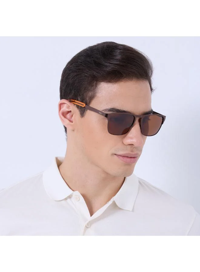 لي كوبر Men's نظارات شمسية مستقطبة بإطار بني وعدسة عاكسة بني 56 مم - LC1222C02
