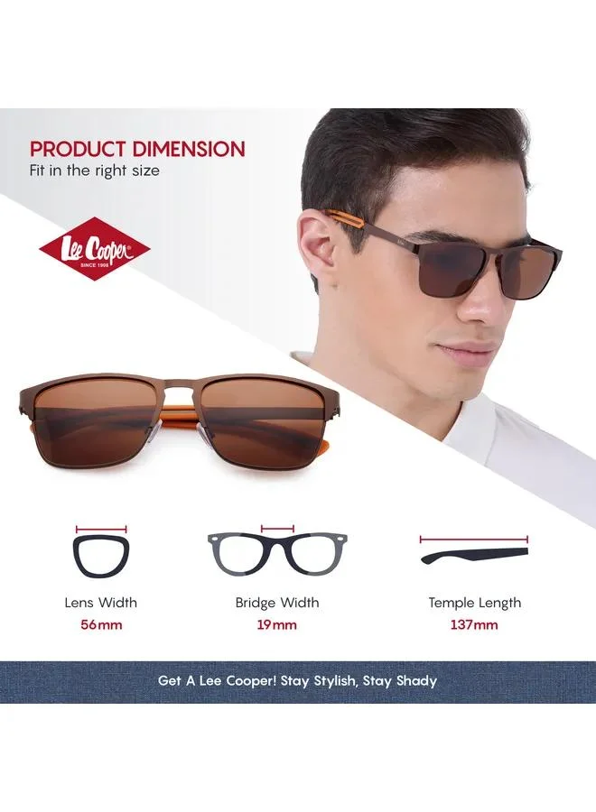 لي كوبر Men's نظارات شمسية مستقطبة بإطار بني وعدسة عاكسة بني 56 مم - LC1222C02