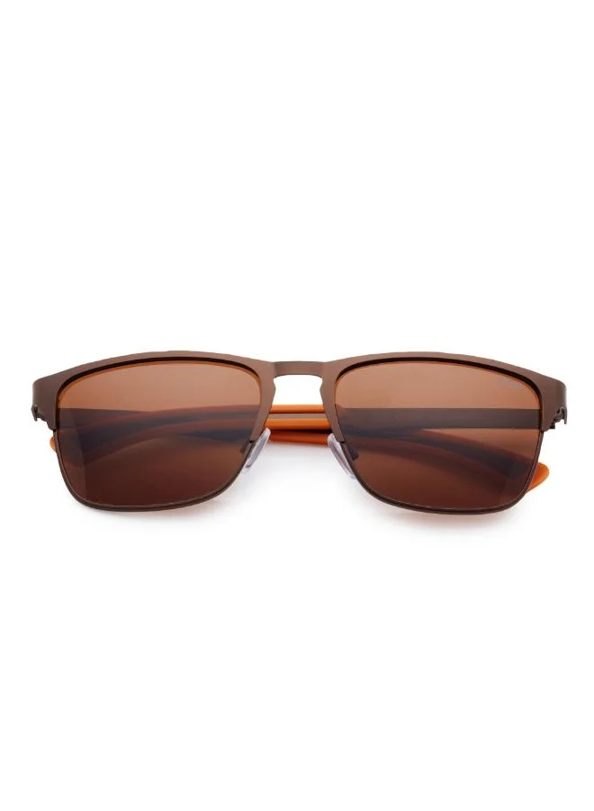 لي كوبر Men's نظارات شمسية مستقطبة بإطار بني وعدسة عاكسة بني 56 مم - LC1222C02