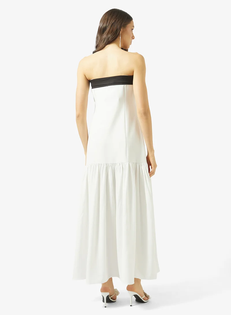 Ginger Bandeau Monochrome Drop Waist Dress