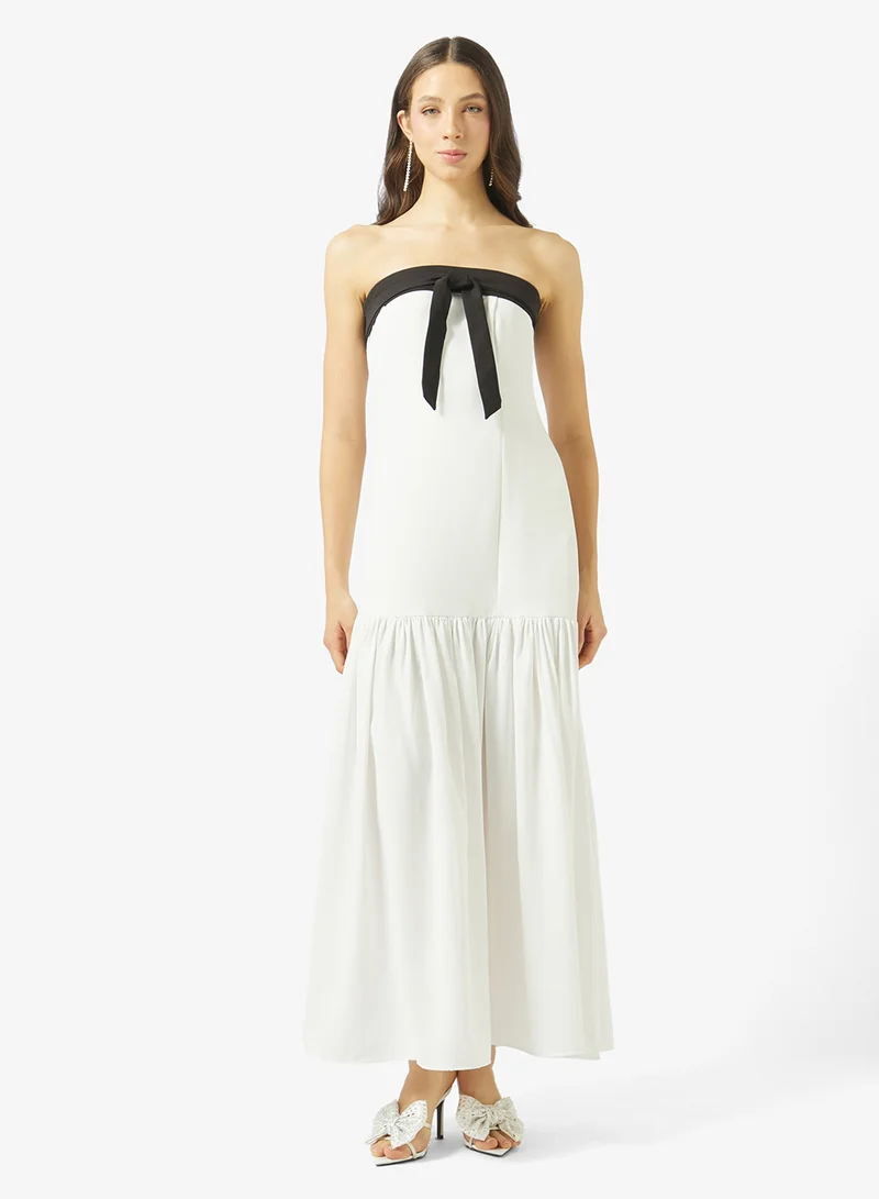 Ginger Bandeau Monochrome Drop Waist Dress