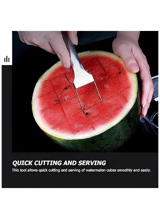 Erorex 2 Pack Watermelon Fork Slicer Cutter, 2-in-1 Summer Stainless steel Watermelon Fruit Cutter with Melon Baller Scoop, Fruit Knife Carving Tool Kitchen Gadgets for Family Parties Camping - Image 3