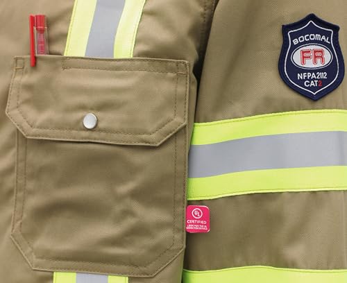 BOCOMAL FR Shirts Hi Vis/High Visibility Flame Resistant/Fire Retardant Shirt 7.5oz Khaki FR Shirts for Men - Image 5