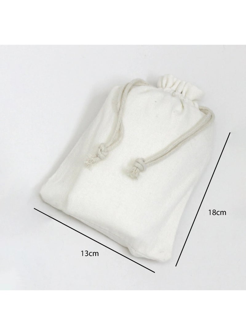 24 Piece Cotton Muslin Bags with Drawstring 18x13 Cm White