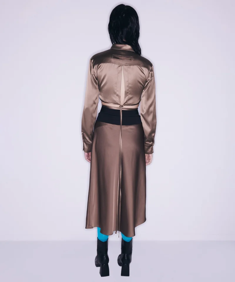 تويست Colorblock Satin Skirt
