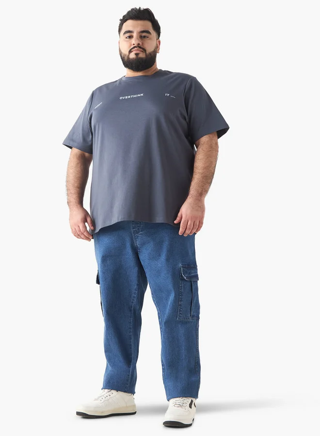 Splash FAV Plus Size Slogan Print Crew Neck T-shirt