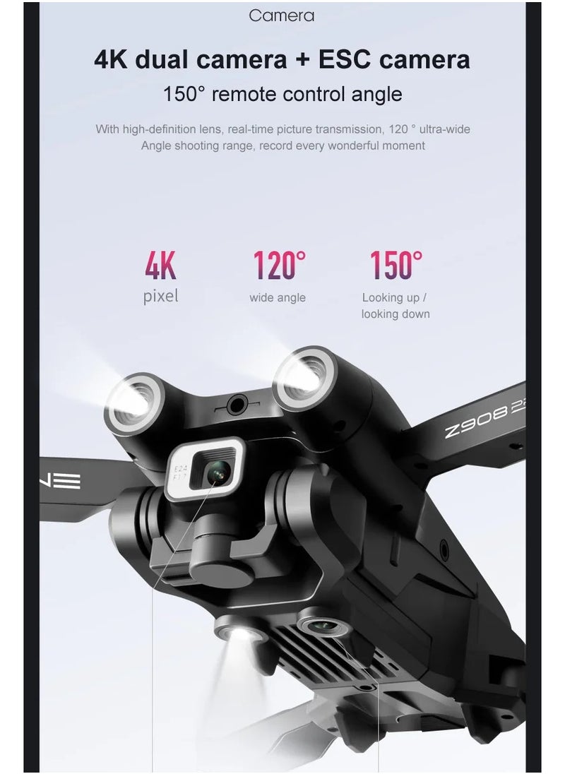 Z908 Pro Mini Dron 2.4G WIFI Drone 4k Professional Obstacle Avoidance Helicopter Remote Control Quadcopter RC Dron UAV Toys (3 Batteries)
