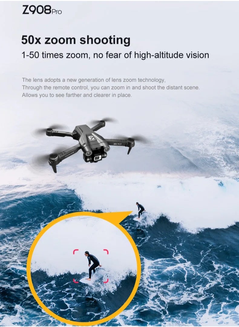 Z908 Pro Mini Dron 2.4G WIFI Drone 4k Professional Obstacle Avoidance Helicopter Remote Control Quadcopter RC Dron UAV Toys (3 Batteries)