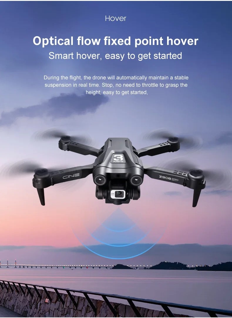 Z908 Pro Mini Dron 2.4G WIFI Drone 4k Professional Obstacle Avoidance Helicopter Remote Control Quadcopter RC Dron UAV Toys (3 Batteries)