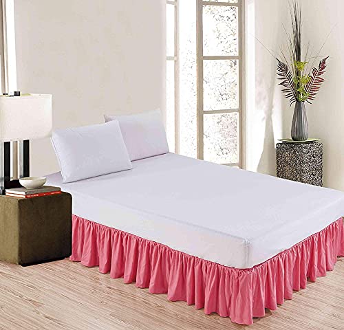 YRM Bedding's Hot Pink Bed Skirt Wrap Around 600 Microfiber with Easy Fit with 15 Inch Tailored Drop Shrinkage and Fade Resistant with Microfiber 15 Bed Skirt Single Bed 36 x 72 - Image 2