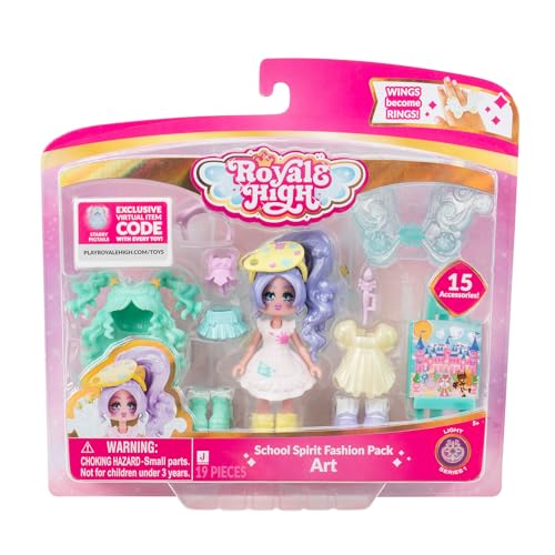 Royale High باقة أزياء روح المدرسة Royale High 3 بوصة: شخصية Art - سلسلة Light 1-1 مع 15 ملحق - الأجنحة تصبح خواتم - رمز العنصر الافتراضي متضمن - للأعمار 5 وما فوق - Image 1