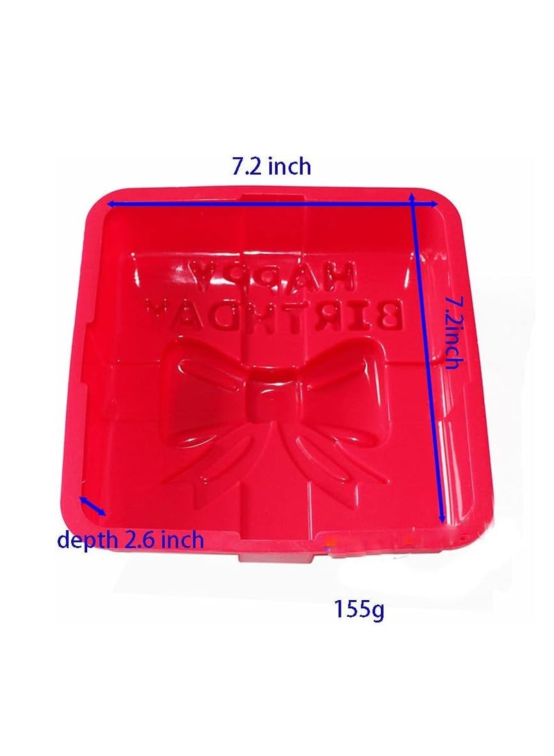 X-Haibei 8-inch Happy Birthday Gift Box Cake Pan Pizza Gelatinas Baking Silicone Square Mold - Image 2
