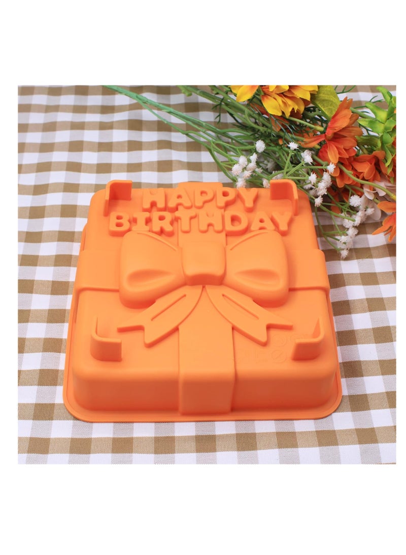 X-Haibei 8-inch Happy Birthday Gift Box Cake Pan Pizza Gelatinas Baking Silicone Square Mold - Image 4