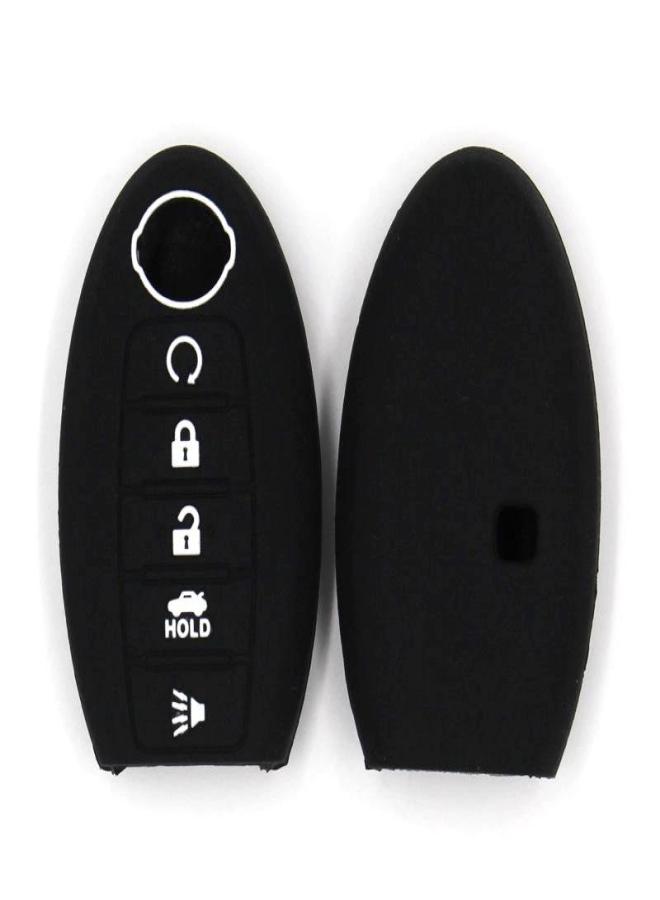 Silicone Key Fob Cover for Nissan Teana Qashqai Murano, 5-Button Remote Key Protector Case, Anti-Scratch Anti-Drop Key Shell,Black 2pcs