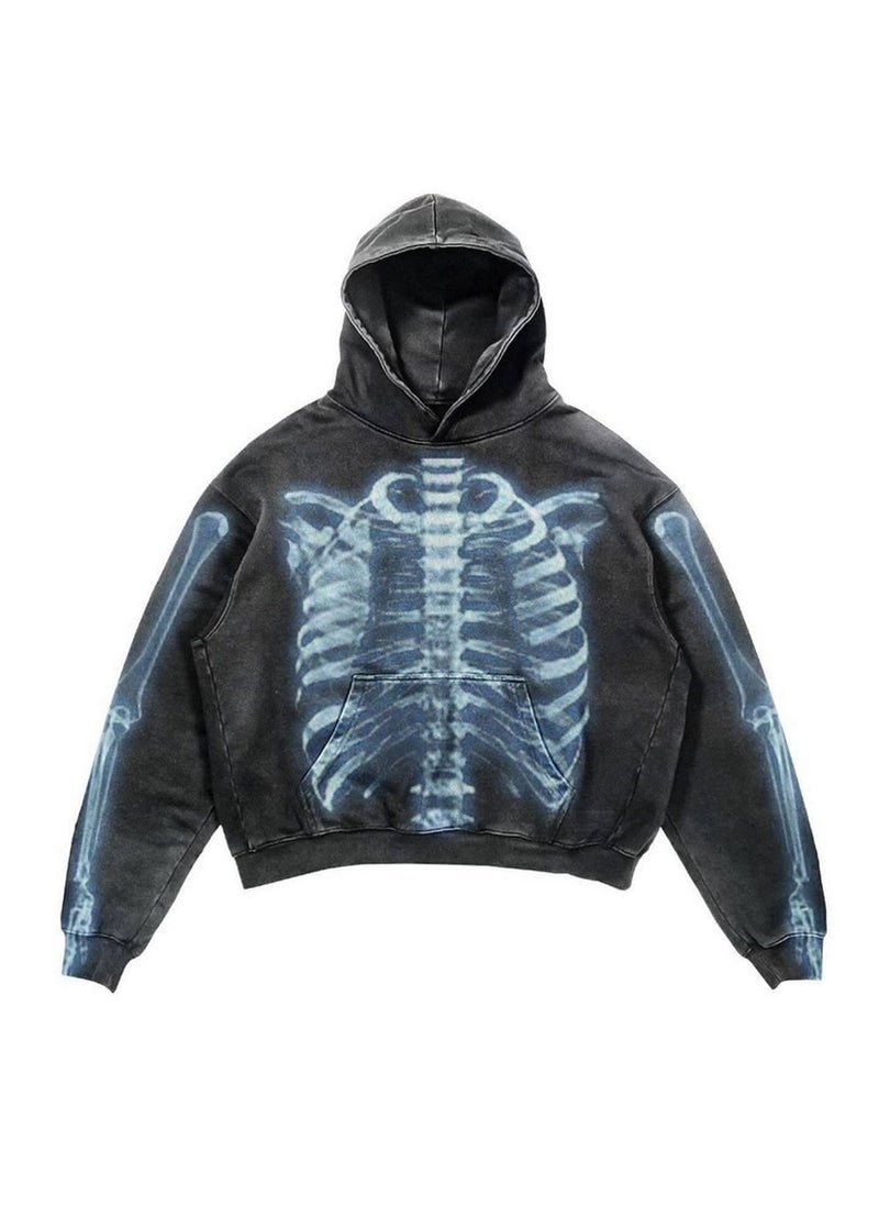 Generic - New Hiphop Green Zip Hoodie Men Urban Harajuku Anime Print Long Sleeve 16 Black Washed Old Hoodie - Image 1