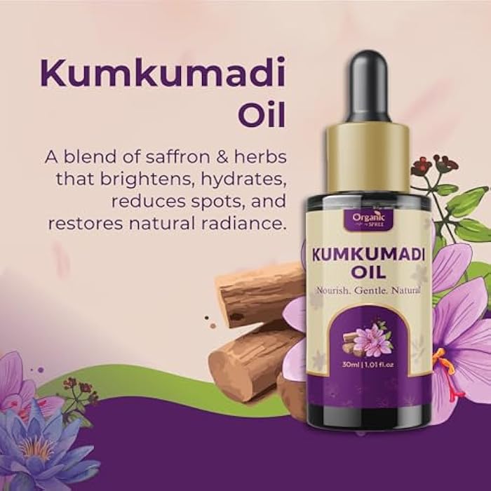 ORGANIC SPREE Kumkumadi Oil 1.01 Fl Oz (30ml) | Night Serum to Brighten Skin & Enhance Natural Glow with Saffron, Sandalwood and other herbs | Ayurvedic Face Oil (1.01 Fl Oz (30ml)) - Image 2