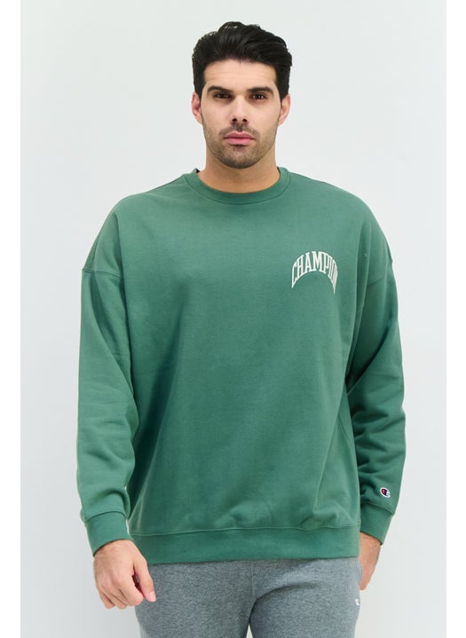 Men Baggy Fit Long Sleeve Outdoor Sweatshirts, Sage Green