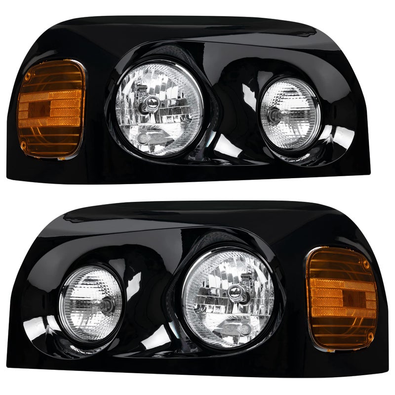 Avsty Headlights Assembly for Freightliner Century 2004 2005 2006 2007 2008 2009 2010 2011 2012 2013 2014 2015 HeadlampBlack