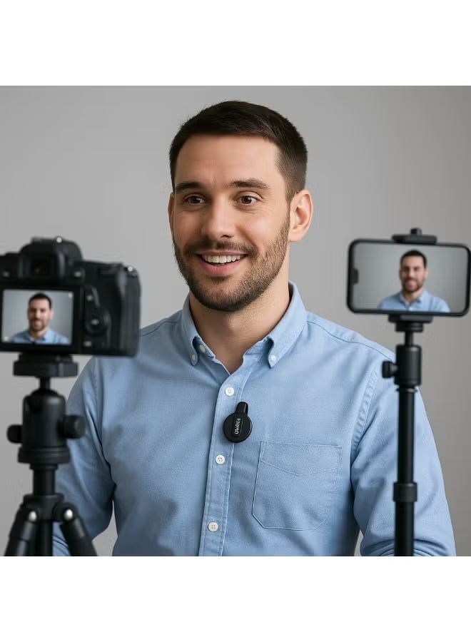 Haino Teko Wireless Lavalier Microphone with 2.4G Ultra-Low Latency Technology, Dual ANC + ENC Noise Cancellation, HD Clear Audio, Plug and Play Clip-On Mic for iPhone, Android, USB-C Devices, Cameras, Laptops, Live Streaming, YouTube, TikTok, Interviews, Podcasts and Video Recording - Image 4