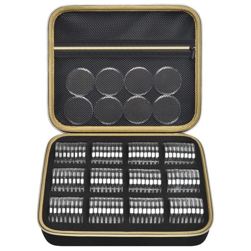 PAIYULE 96 Pieces 46mm Coin Capsules, with Foam Gasket and Plastic Storage Organizer Box, 6 Sizes (20/25/27/30/38/46mm) Coins Collector Case Holder for Coin Collection Supplies (Gold) - Image 1