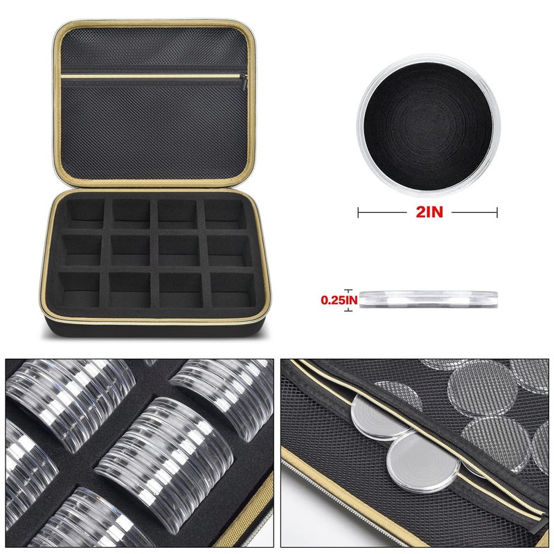 PAIYULE 96 Pieces 46mm Coin Capsules, with Foam Gasket and Plastic Storage Organizer Box, 6 Sizes (20/25/27/30/38/46mm) Coins Collector Case Holder for Coin Collection Supplies (Gold) - Image 3