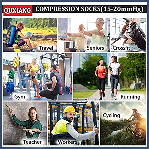 QUXIANG Copper Compression Socks for Women & Men Circulation (8 Pairs) - Best for Running Athletic Cycling - 15-20 mmHg (S/M,Multi 01) - Image 5